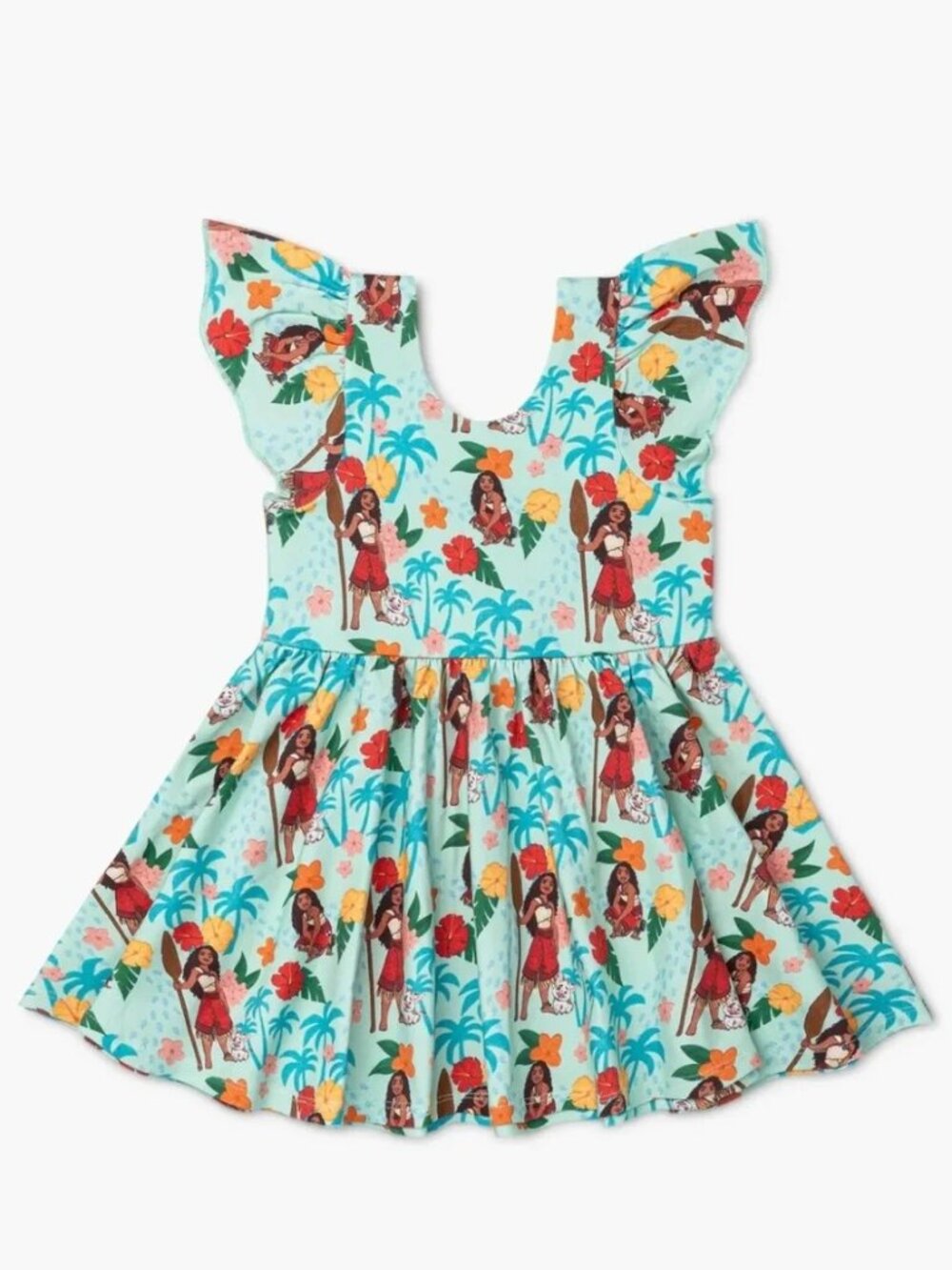 Disney x Monica + Andy, Moana 2 Cotton Dress, Light Green, Girls' Size 5T